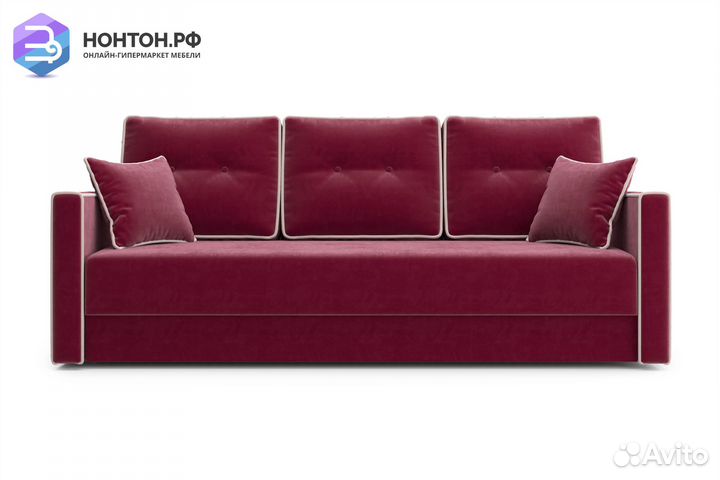 Диван еврокнижка Леон 3-х местный бордовый