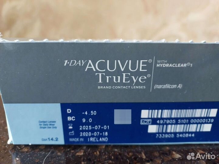 1 DAY acuvue TruEye (44шт) -4,5/9.0 и -5,5/9.0