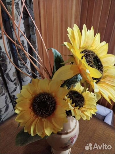 Ваза СССР с подсолнухами композиция