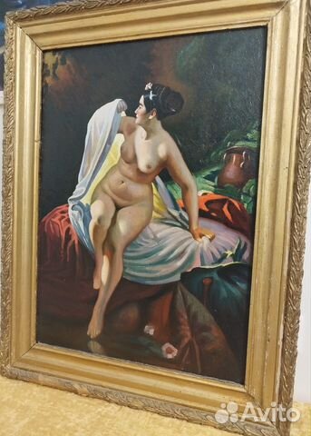 Картина масло сер. 20 в. копия Беллоли Купальщица