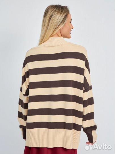 Кашемировый джемпер в полоску oversize (RU 42-52)