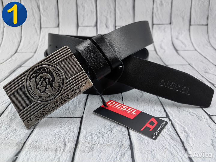 Ремень мужской кожаный бляха Diesel