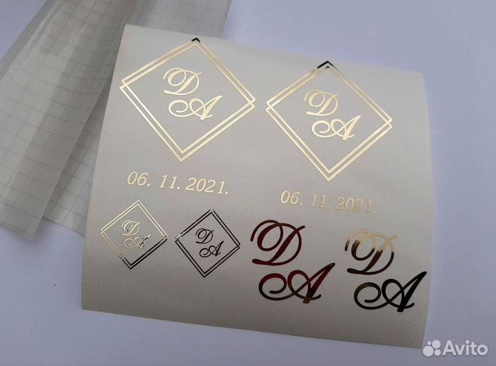 Свадебный декор - наклейки на бокалы, бутылки