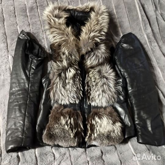 Куртка кожаная женская с мехом 42 44