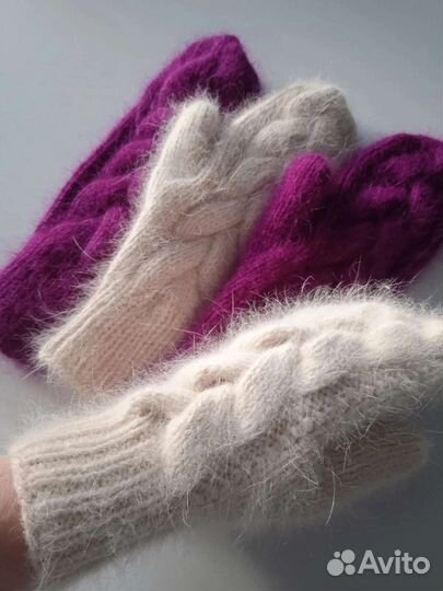 Новые шапка варежки снуд бактус бини ручная работа