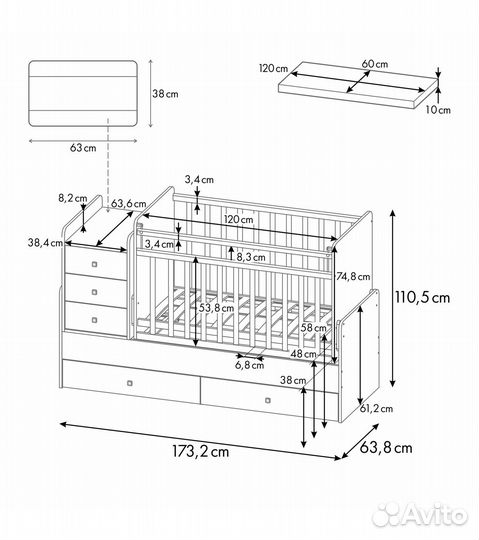 Детская кроватка трансформер