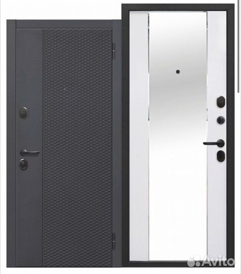 Дверь 7,5 см Флорида зеркало Черный кварц/белый