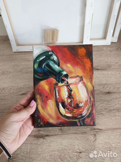 Картина с вином маслом на холсте
