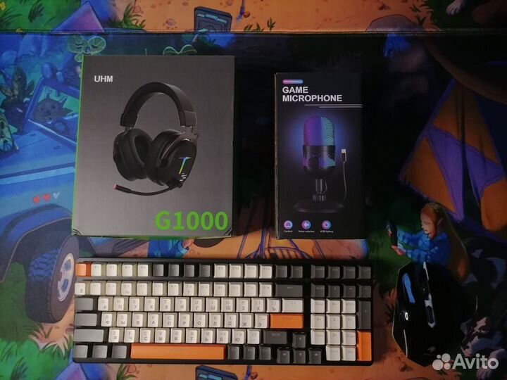 Клавиатура,мышь,наушники и микрофон