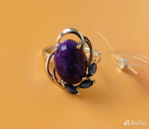 Чароит Серебряное кольцо Серебро 925 Новое