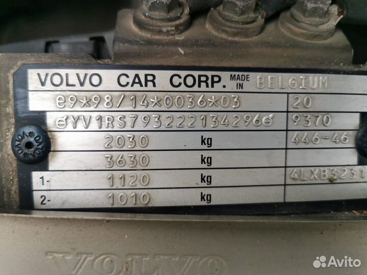 Дождевик (жабо) для Volvo S60 1 30754345