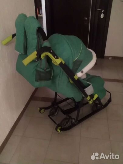 Детские санки коляска с колесами