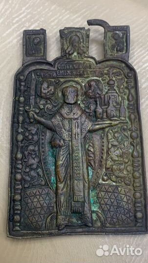 Икона литая Святитель Николай Можайский 18 век