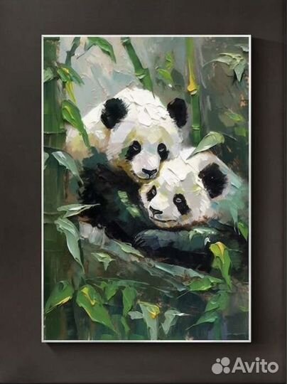 Картина маслом Панды 60/80 ручная работа