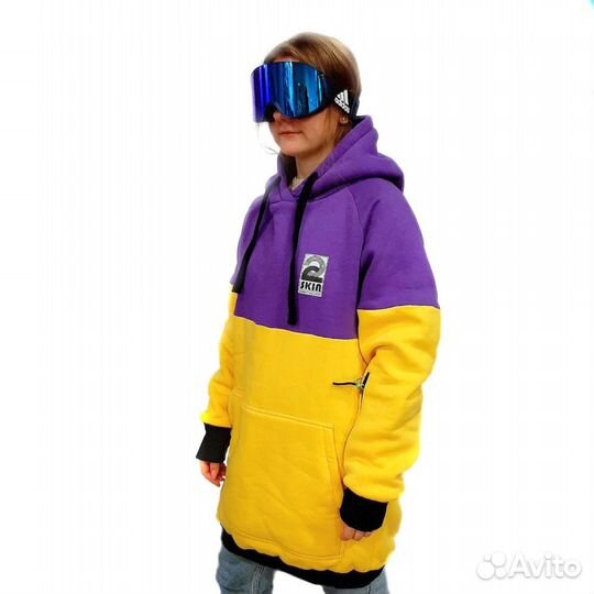 Худи Double Skin желто-фиолетовая S