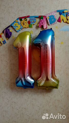 Цифра 11(или 1) +растяжка +свеча на торт