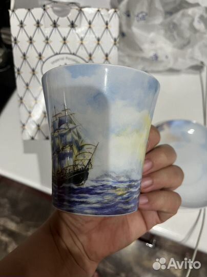 Бокал с блюдцем лфз фарфор новый