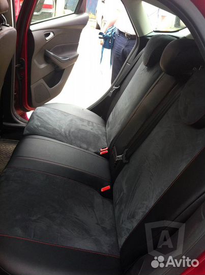 Чехлы на Chevrolet Aveo (экокожа+алькантара)