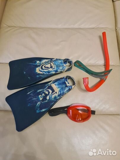 Ласты для плавания детские и маска с трубкой