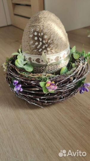 Пасхальный декор. Гнездо. Изделие из джута