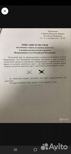 Петличный знак министерства обороны РФ