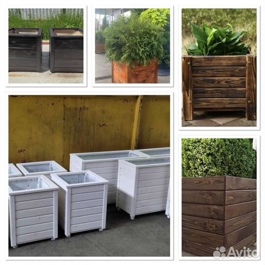 Деревянные ящики кашпо