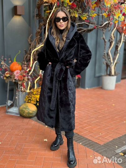 Пуховик комбинированный с шубой