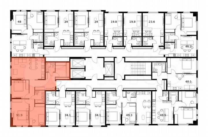 3-к. квартира, 91,9 м², 2/25 эт.