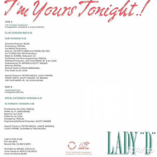 Винил Lady D – I'm Yours Tonight