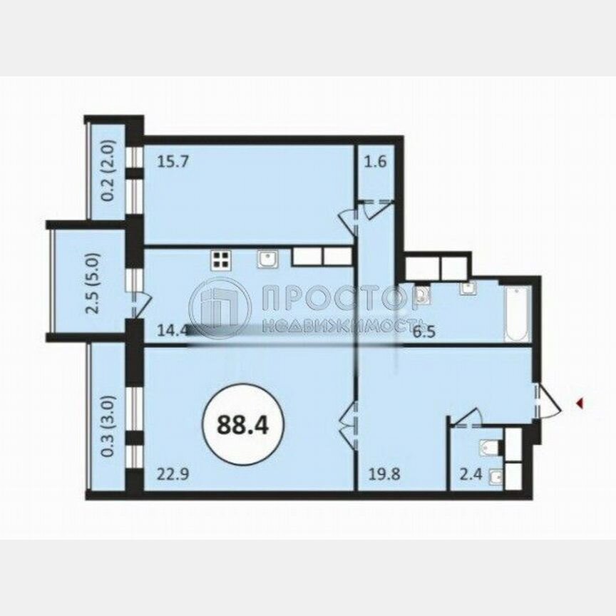 2-к. квартира, 88,4 м², 6/32 эт.