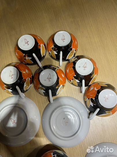 Сервиз чайный Дулево розы на черном