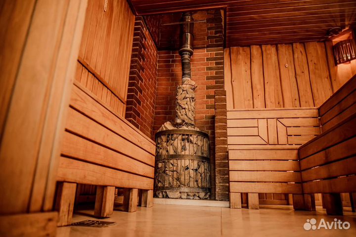 Баня на дровах, подогреваемый бассейн, беседка