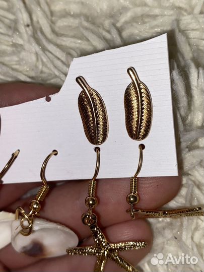 Чокер из ракушек, сережки с ракушками