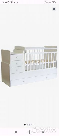 Детская кроватка трансформер с маятником