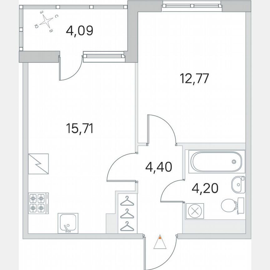 1-к. квартира, 39,1 м², 2/5 эт.