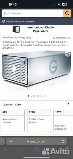Рейд массив G-Technology 12TB G-raid Thunderbolt