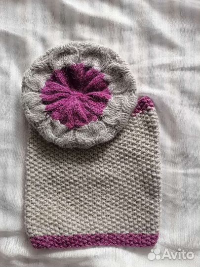 Берет и снуд ручной работы, б/у