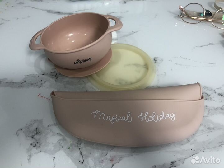 Тарелка силиконовая, нагрудник