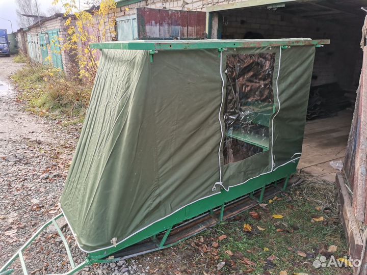 Сани для снегохода с тентом