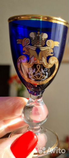 Набор для крепких напитков из синего стекла