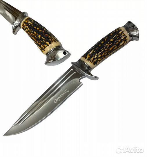 Нож Охотник, с чехлом, сталь 65х13, новый