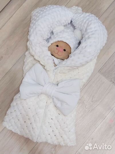 Конверт одеяло на выписку вязаное осень, зима