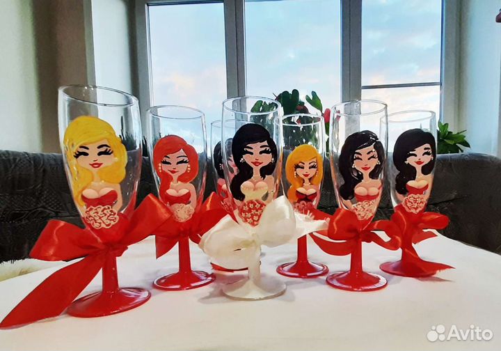 Бокалы для девичника дня рождения свадьбы