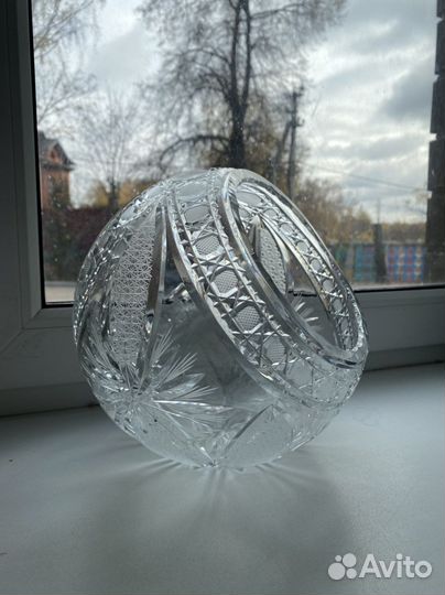 Ваза корзина конфетница хрустальная Bleikristall