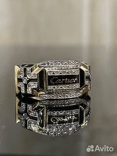 Мужская золотая печатка Cartier с бриллиантами