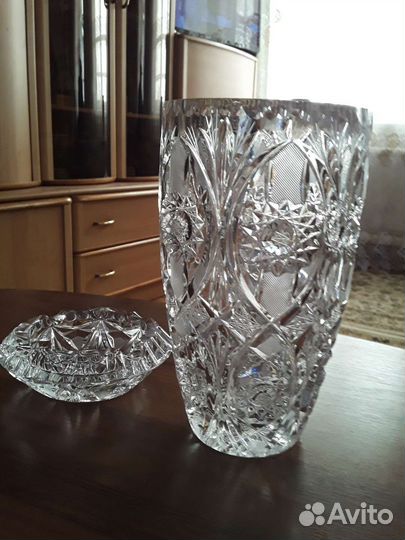 Ваза и пепельница чешский хрусталь