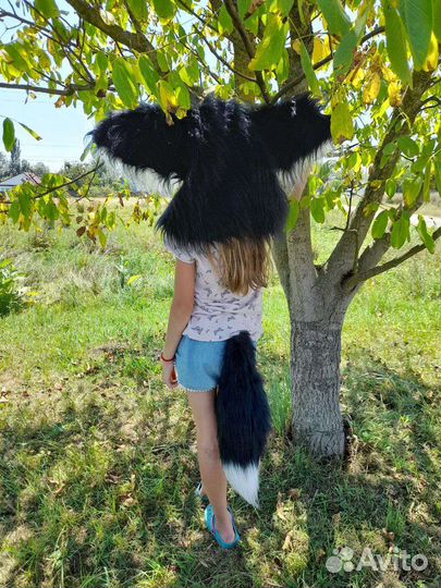 Маска раптора фурри черно белый вариант