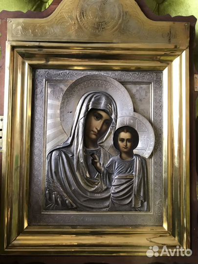 Икона Казанская на серебре