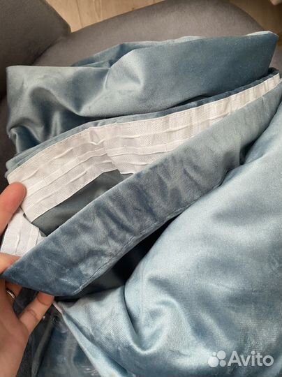 Портьера голубая новая