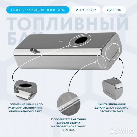 Алюминиевый бензобак 90 л Газель Цельнометаллич